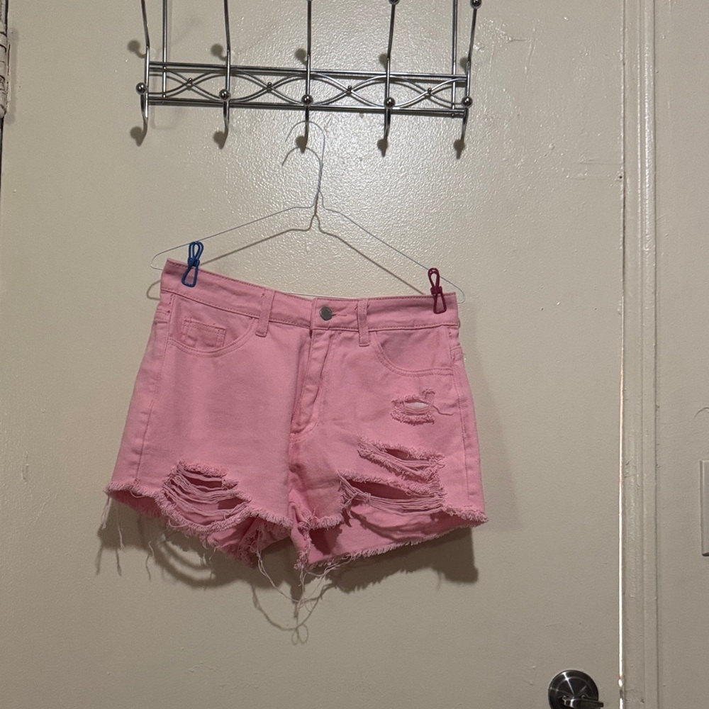 SHEIN Pink Ripped Jean Shorts